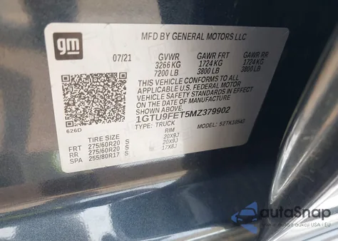 2021 GMC Sierra 1500 4Wd Short Box Denali from USA, damaged, VIN 1GTU9FET5MZ379902